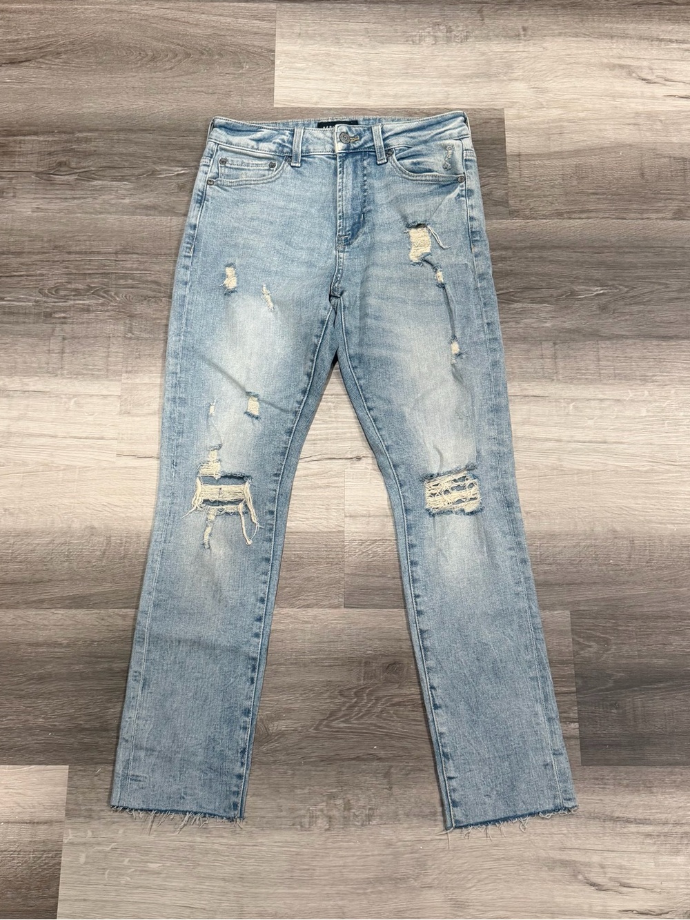 Aéropostale Mens Light Wash Blue Skinny Fit Taper Distressed Denim Jeans Size 28